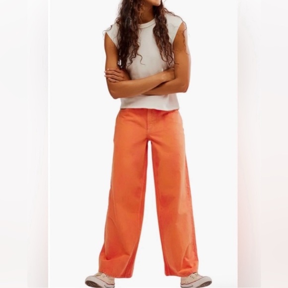 FREE PEOPLE We The Free Waterfall Baggy Wide Leg Jeans Oklahoma Sun Utility Pant - Picture 3 of 11